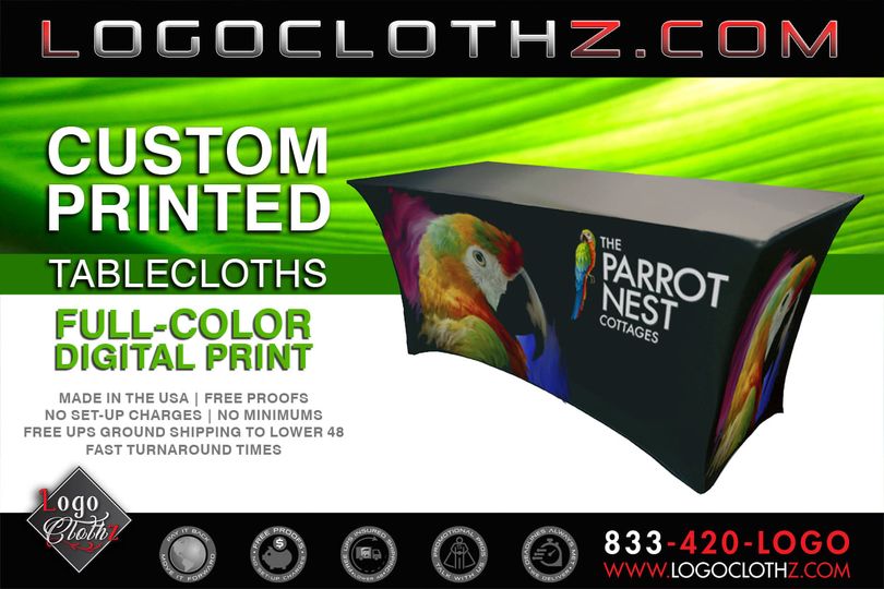 8 ft table cover with parrot design