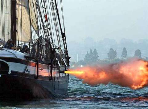 ship firing canon
