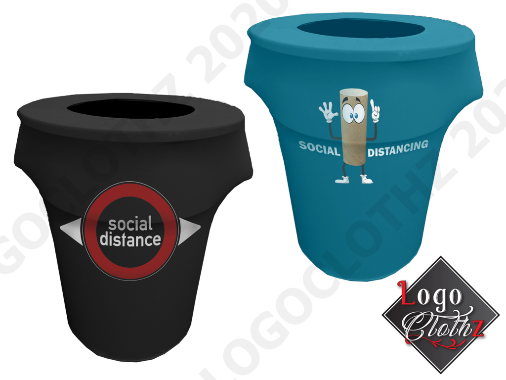 social distance printed trash can covers