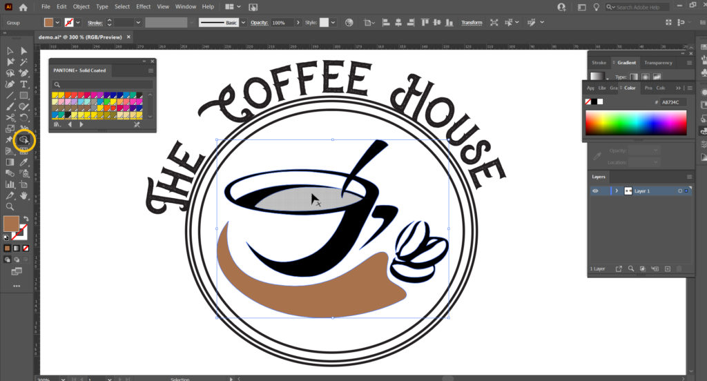adding color to a logo design in illustrator coffee cup logo